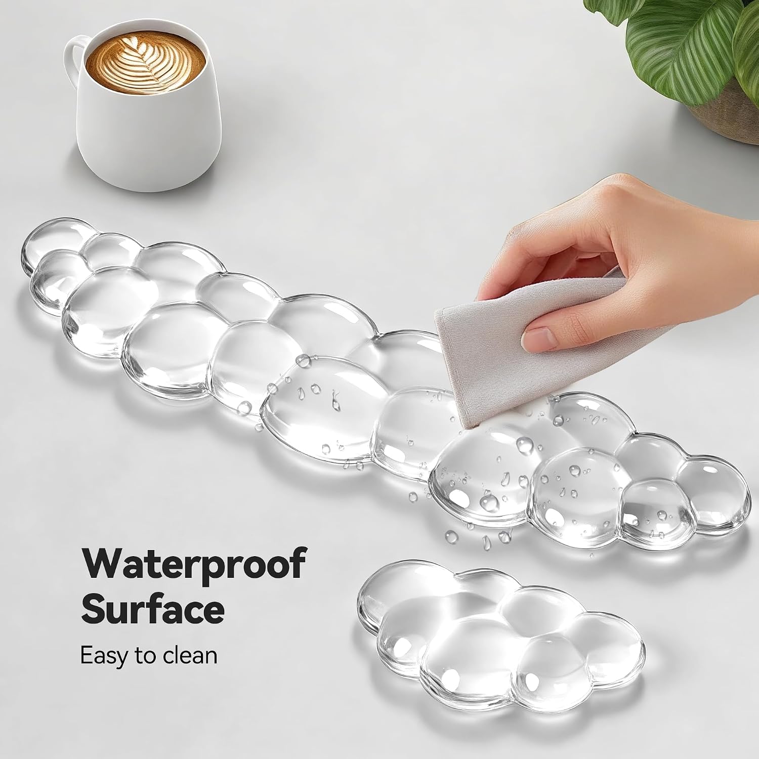 Thumbnail 5 de TECKNET Gel Cloud Wrist Rest Set, Clear Silicone Keyboard and Mouse Supports