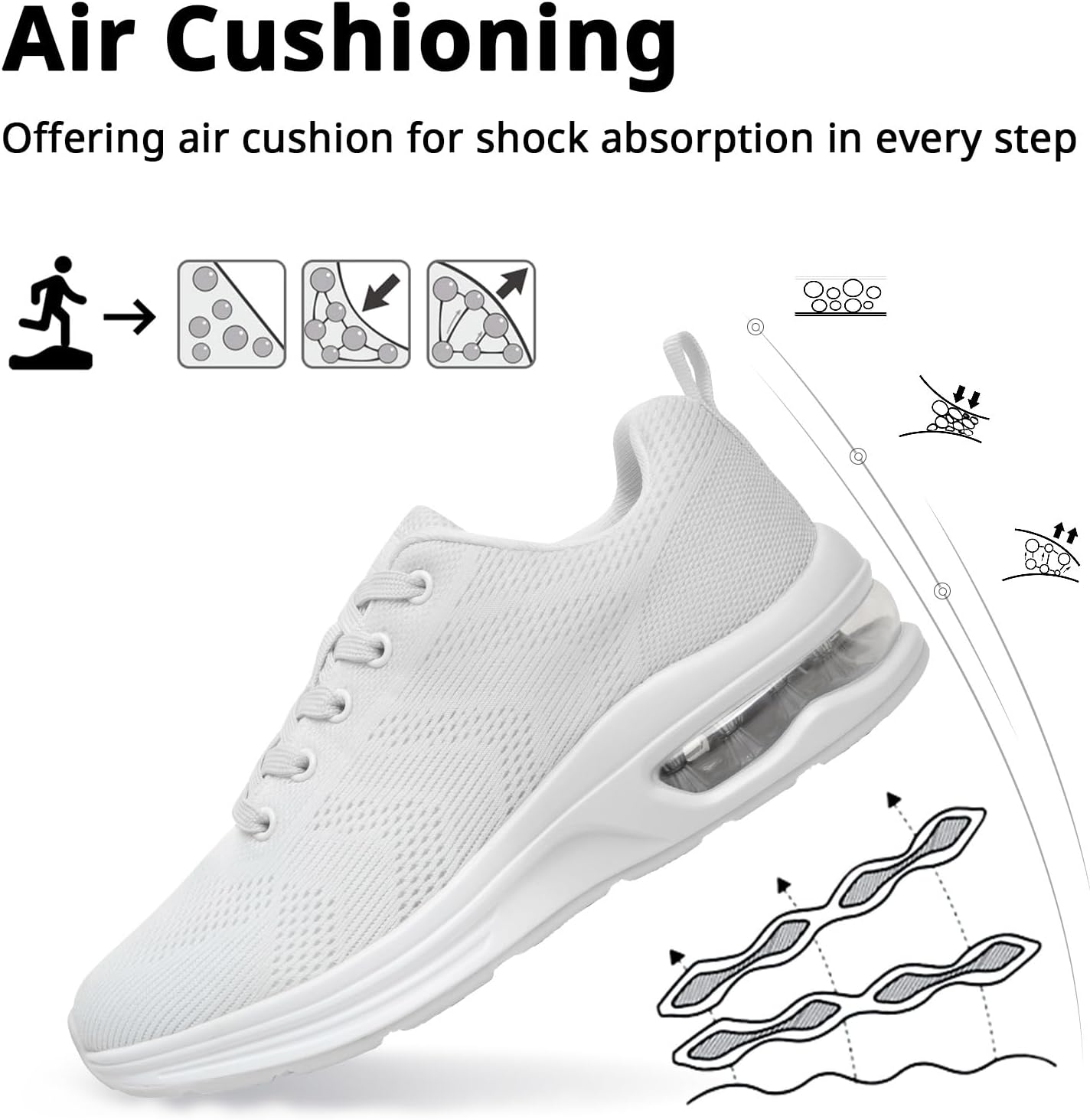 Thumbnail 4 de Womens Athletic Running Trainers – Breathable Lightweight Walking Shoes with Air Cushion