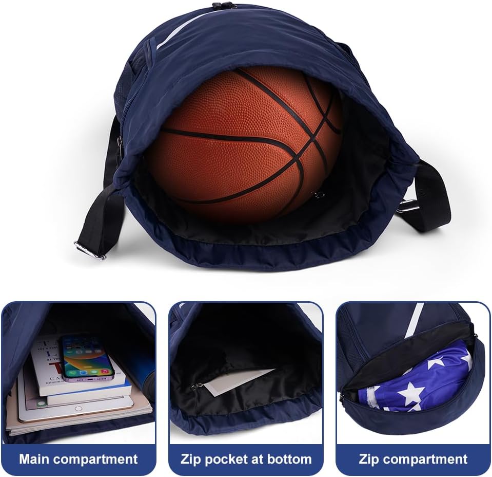 Detalle de flintronic Mode Sport Rucksack/Turnbeutel mit Kordelzug – wasserdichte Sporttasche mit Schuhfach, Netztaschen