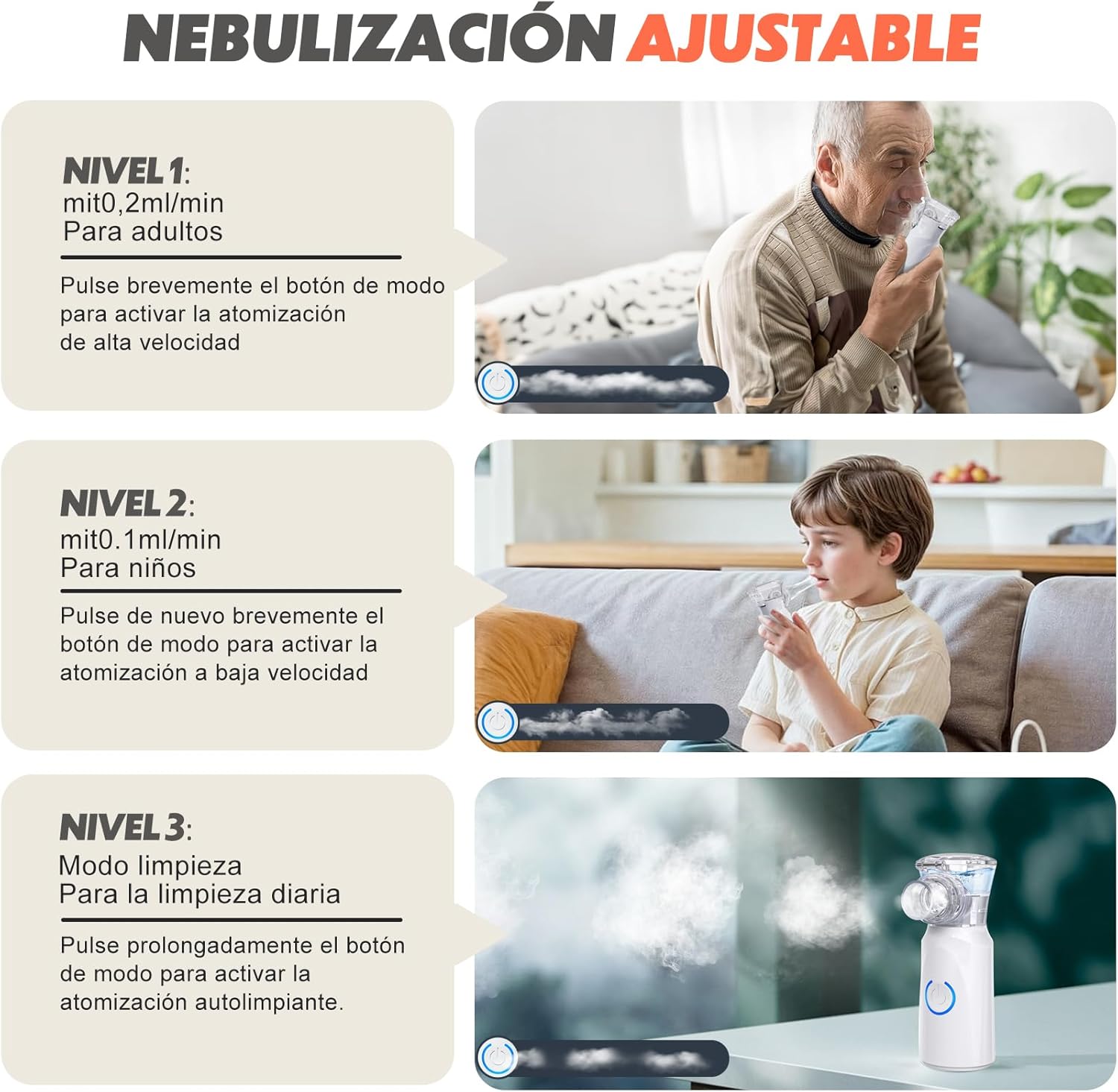 Thumbnail 4 de AU YAT Nebulizador portátil 800 mAh