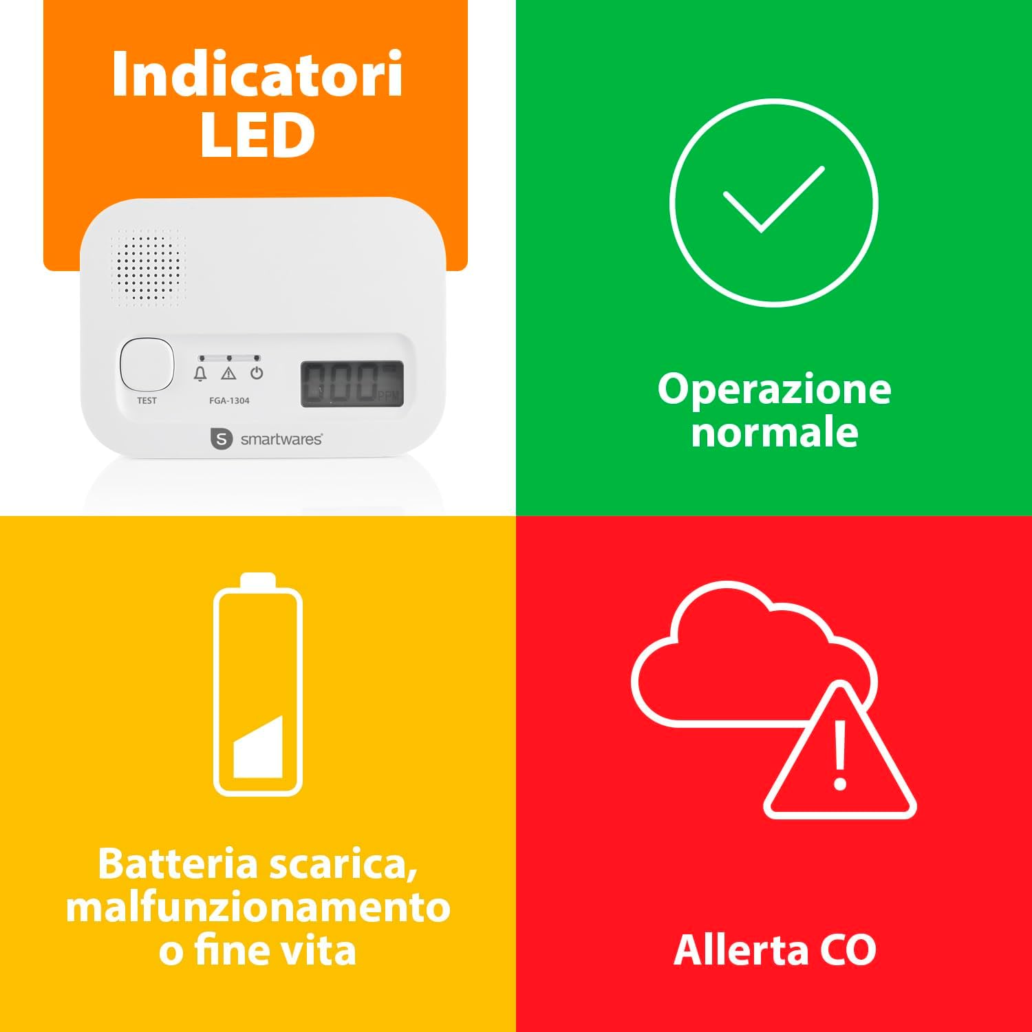 Thumbnail 4 de Smartwares FGA-13042 rilevatore CO 10 anni 📟