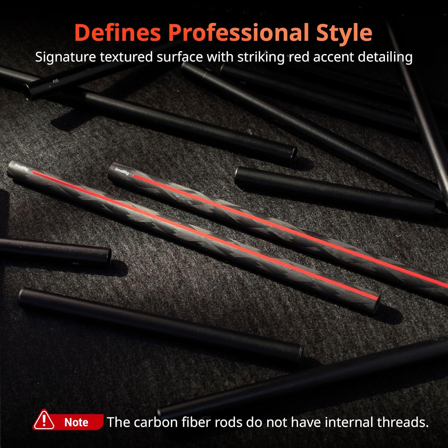 Detalle de SmallRig Lot de 2 barres en fibre de carbone 15 mm, 30 cm – pour système de support de barre 15 mm (5212)