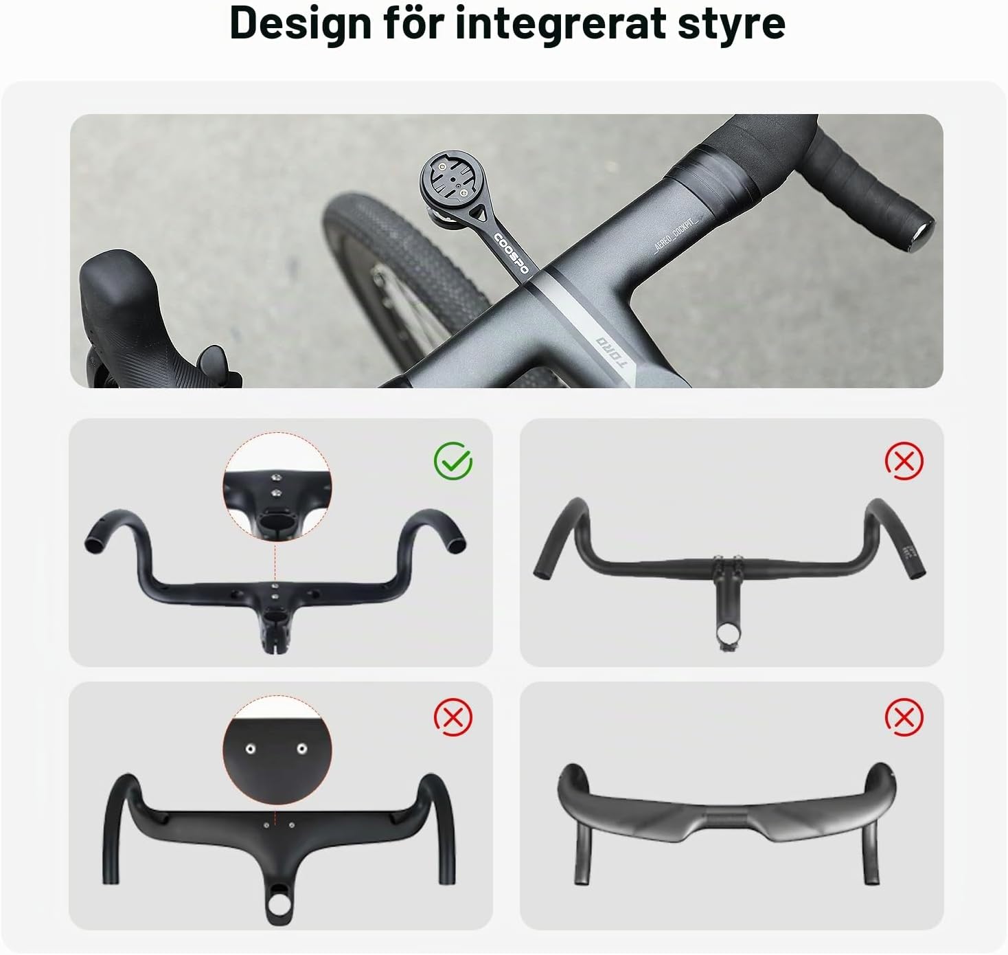 Detalle de CooSpo MT6S cykeldatorfäste för styre, 28 g och GoPro-kompatibilitet