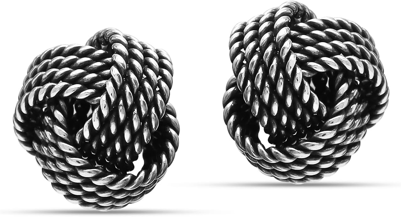 Detalle 2 de LeCalla 925 Sterling Silber Love-Knoten Ohrring – zarter, leicht verdrehter Liebesknoten