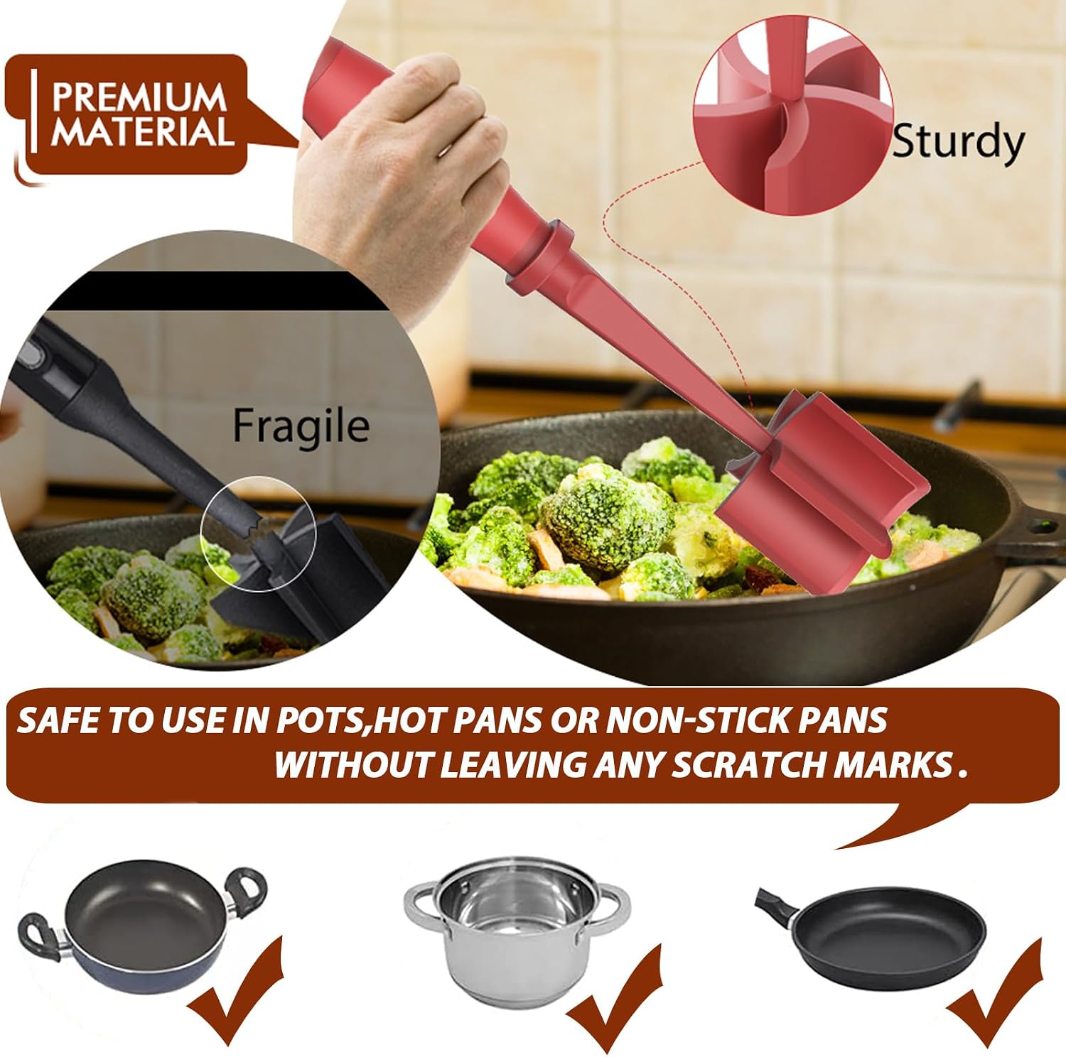 Thumbnail 3 de Meat Chopper Utensil in Red