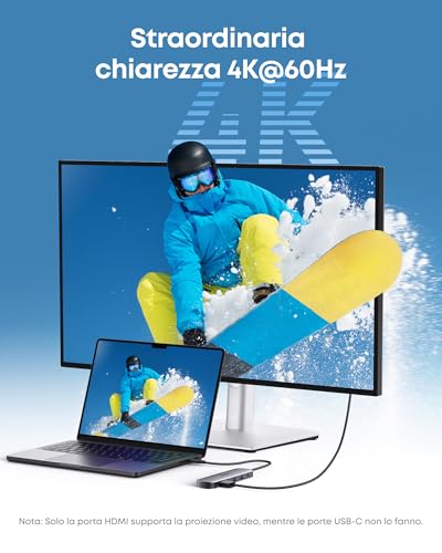 Detalle de Anker Hub USB C 7 in 1: adattatore multiporta Type-C per laptop