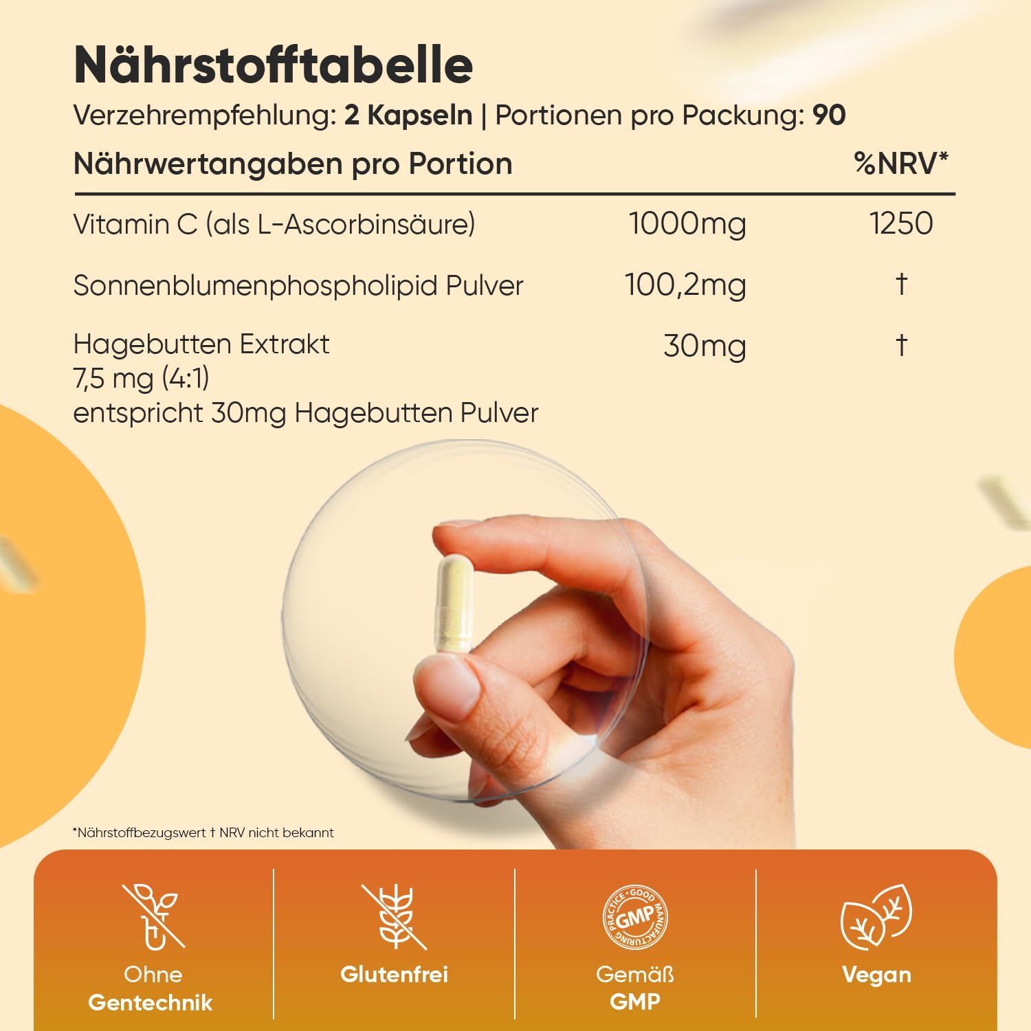 Thumbnail 2 de WeightWorld Liposomales Vitamin C 1000 mg (180 vegane Kapseln) mit Sonnenblumenphospholipiden & Hagebutte