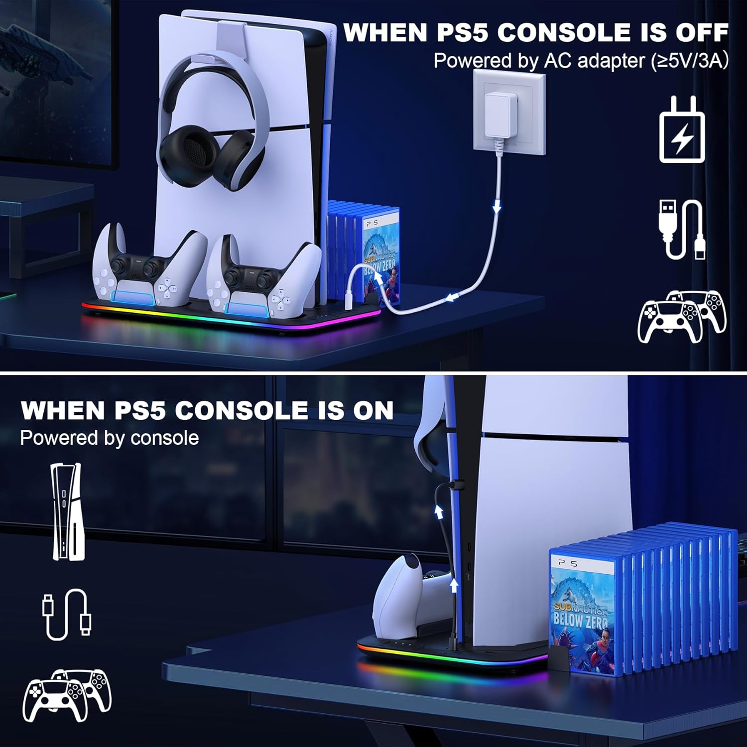 Thumbnail 4 de HELLCOOL PS5 Cooling Stand with Turbo Cooler Fan & RGB Light