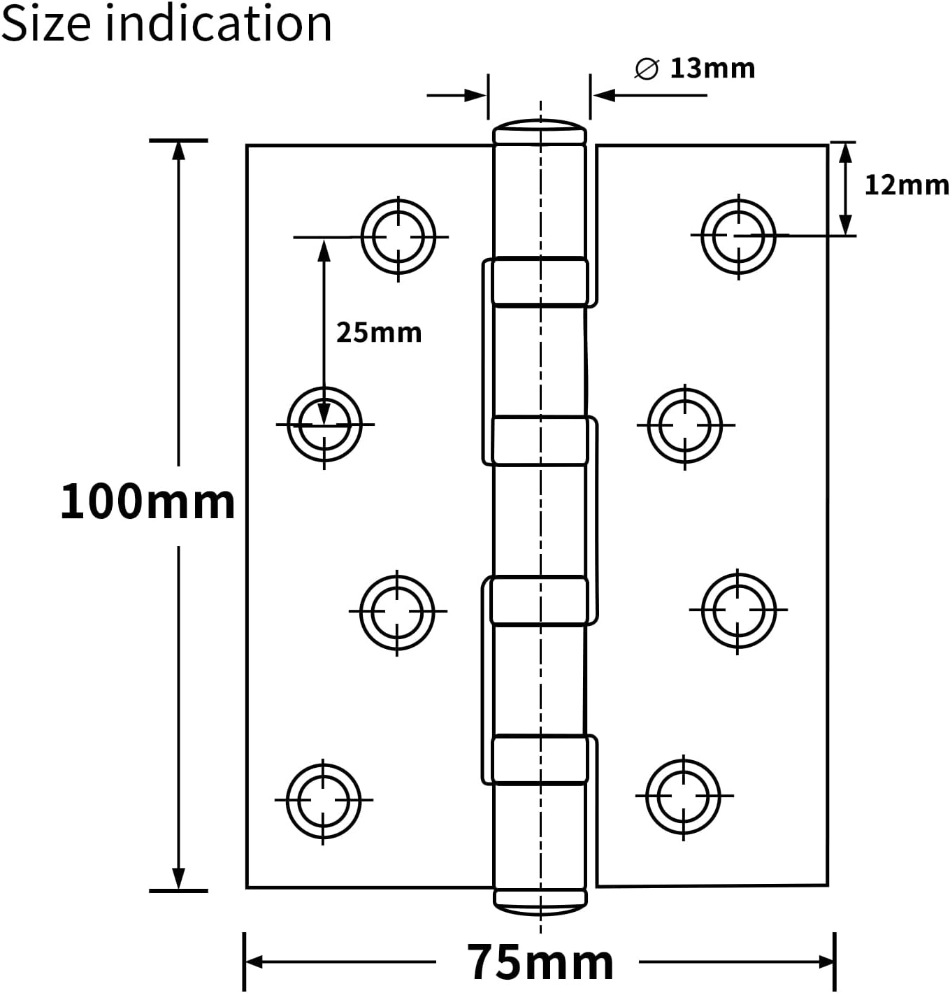 Detalle de AOLISHENG 4 inch (100mm) x 75mm stainless steel heavy duty door hinges – 1 pair