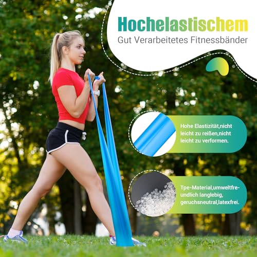 Detalle 2 de GYMERK Fitnessbänder Set 4er, 2M – Widerstandsbänder inklusive Übungsposter