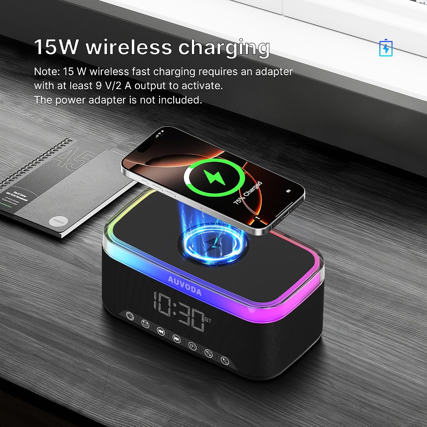 Thumbnail 3 de Auvoda S300 Bluetooth Speaker with Wireless Charging & LED Lights – 16 W Stereo