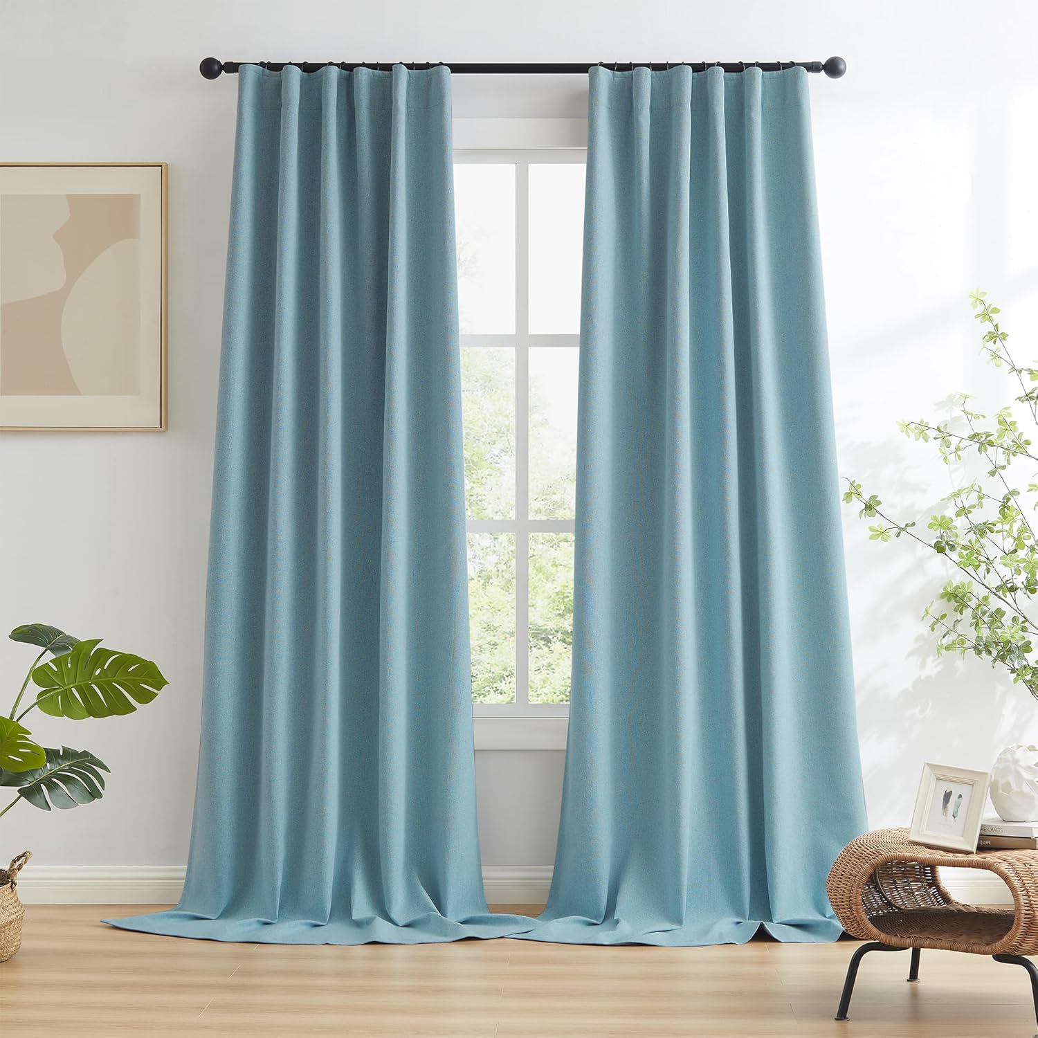 Detalle 2 de KEQIAOSUOCAI 108-inch blackout curtains 2 panels 🪟