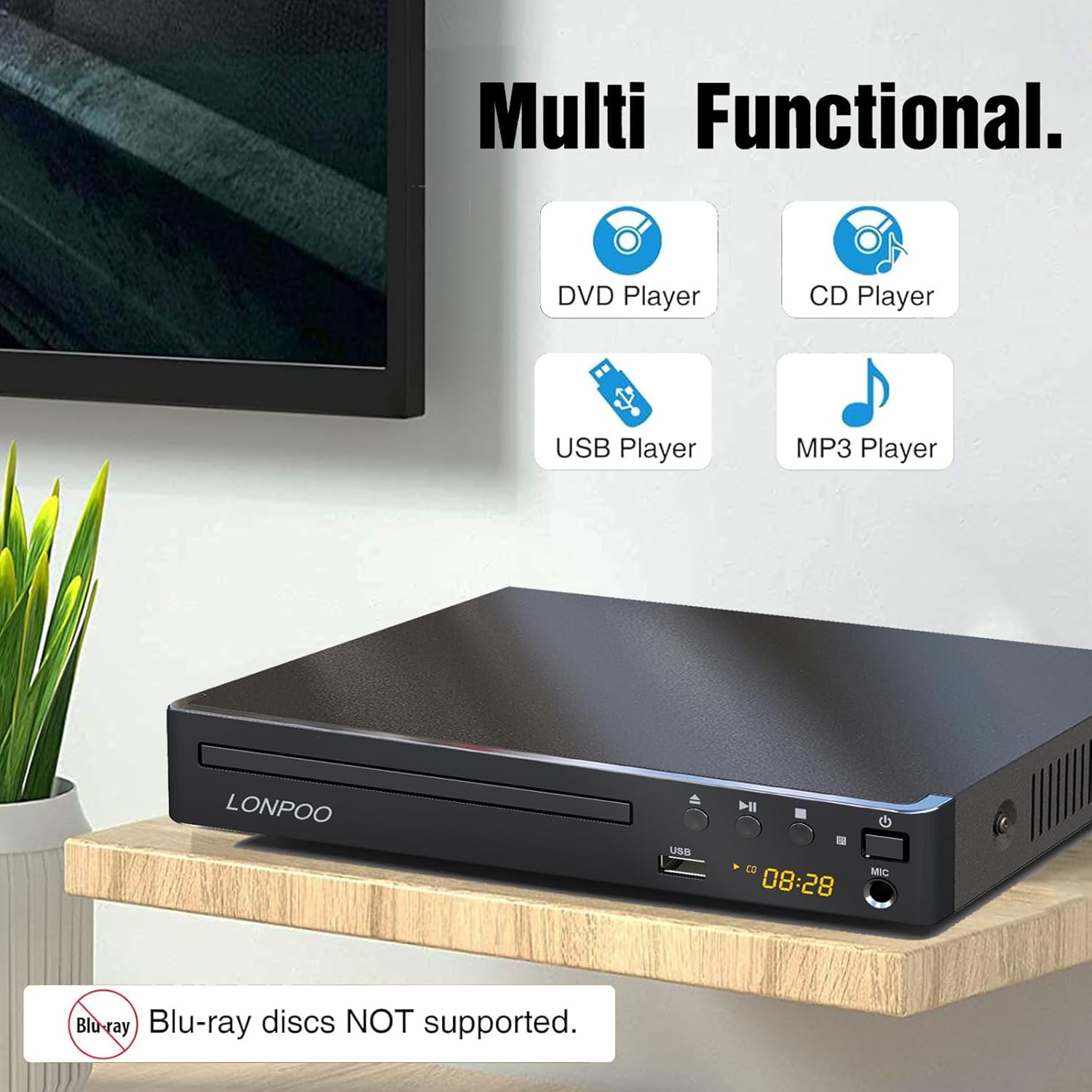 Thumbnail 2 de LONPOO HDMI DVD Player for TV (Compact Multi-Region) with USB Playback and Remote