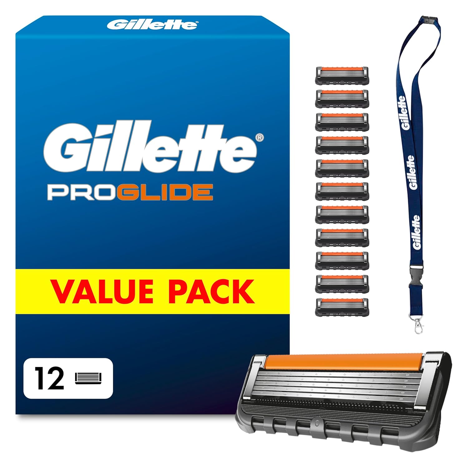 Detalle de Gillette ProGlide Rasierklingen – 12 Original Ersatzklingen für Herren (mit EverGlide Gleitstreifen)