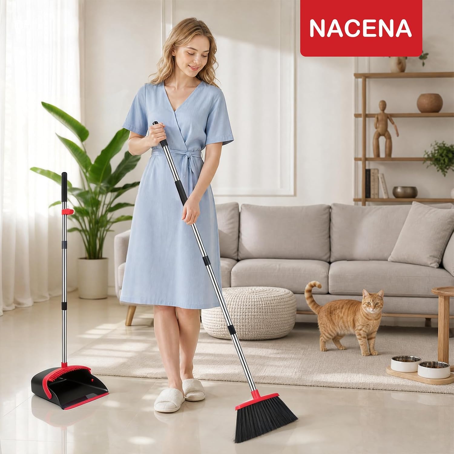 Thumbnail 6 de NACENA Broom and Dustpan Set with 52-Inch Handle