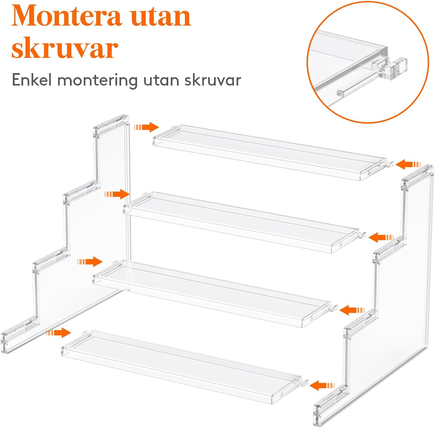 Detalle 2 de Lifewit 23115 displayställ i 4 nivåer, transparent plast, 2-pack