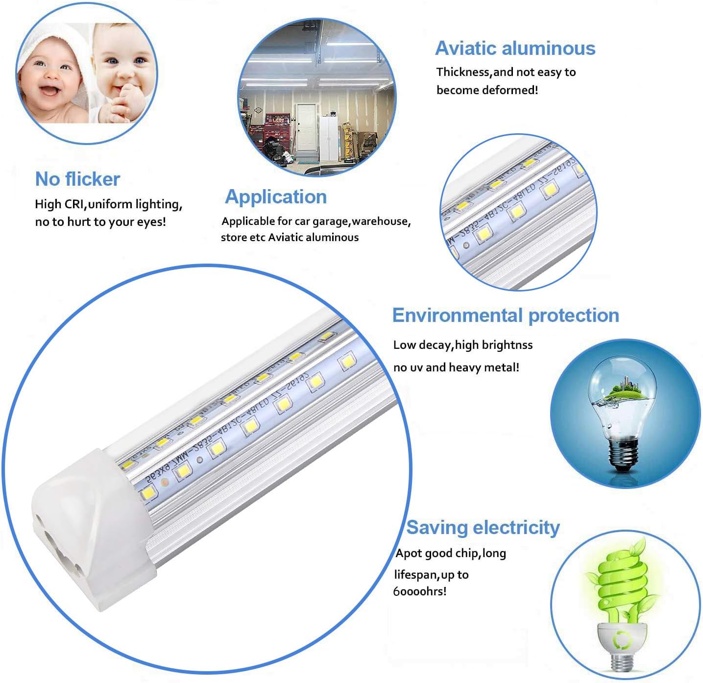 Detalle de Henwsi 8-Foot LED Shop Light
