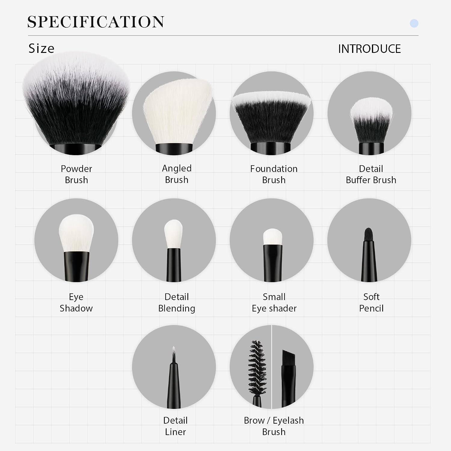Detalle 2 de Jessup Brushes 10pcs Juego de brochas profesional 10pcs