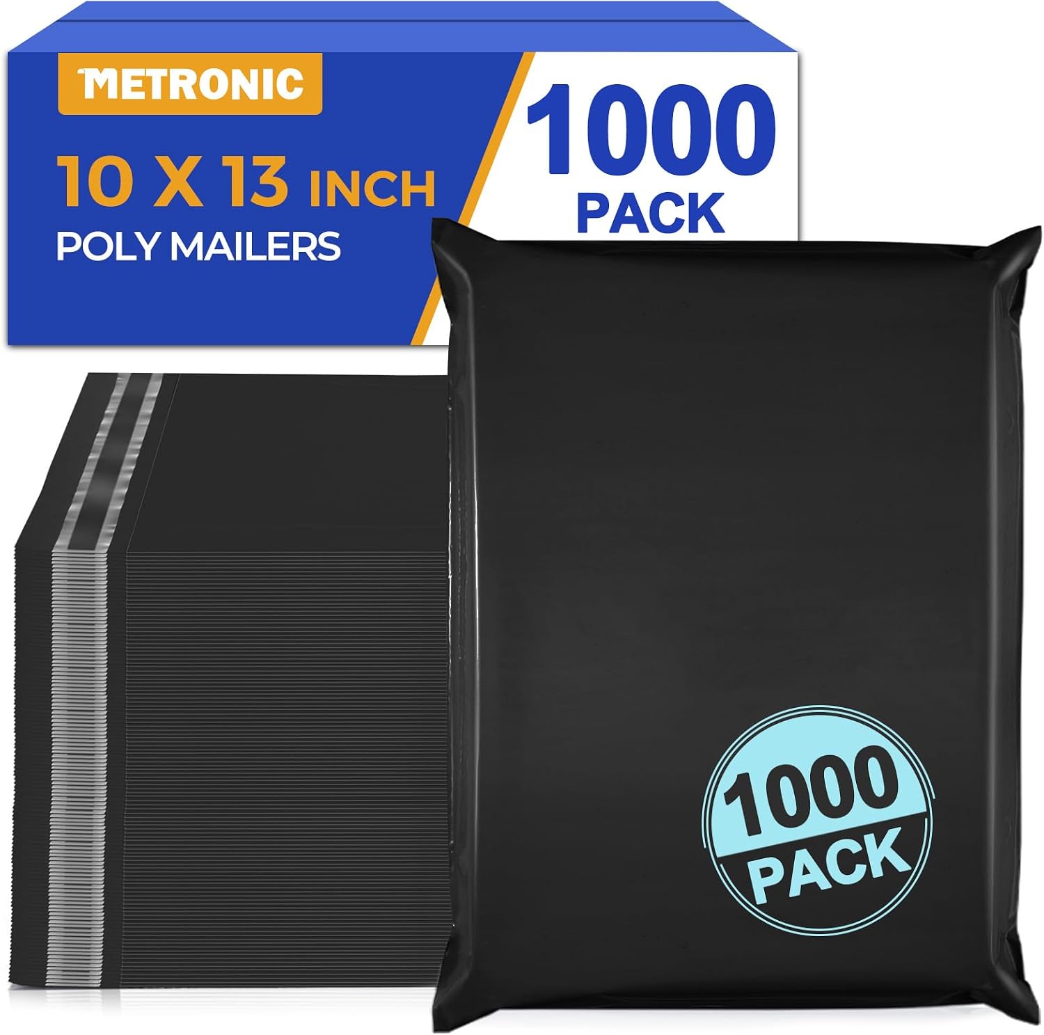 METRONIC 10 x 13-Inch Poly Mailers, 1,000-Pack, Black Self-Seal Shipping Bags