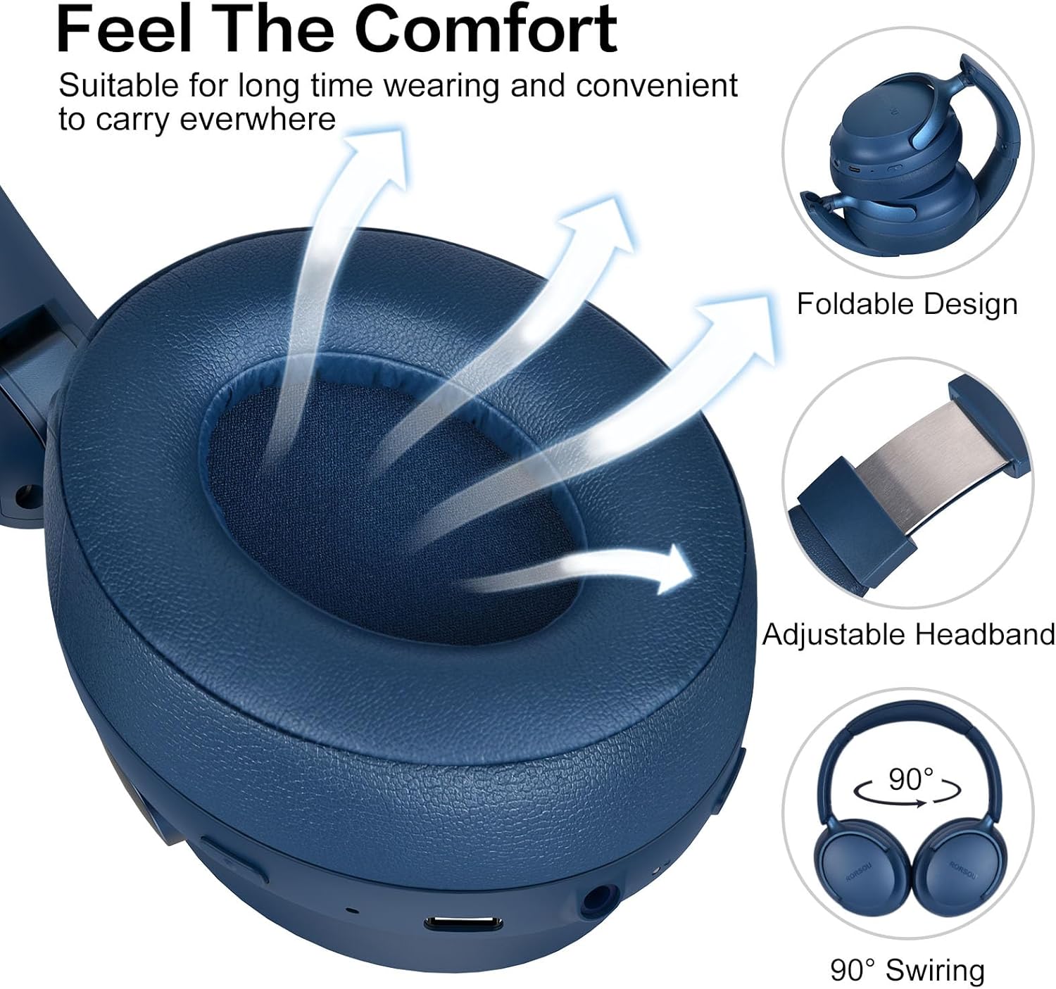 Detalle de RORSOU B8 Bluetooth Headphones 50H