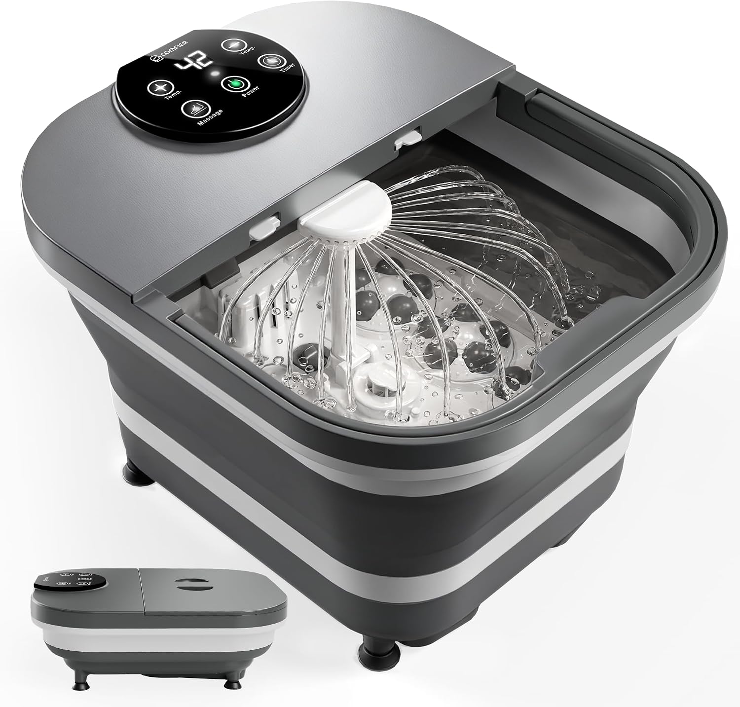 Detalle de COMFIER Electric Foot Spa with Heat & Automatic Massage (180° surround water spray, LED display)