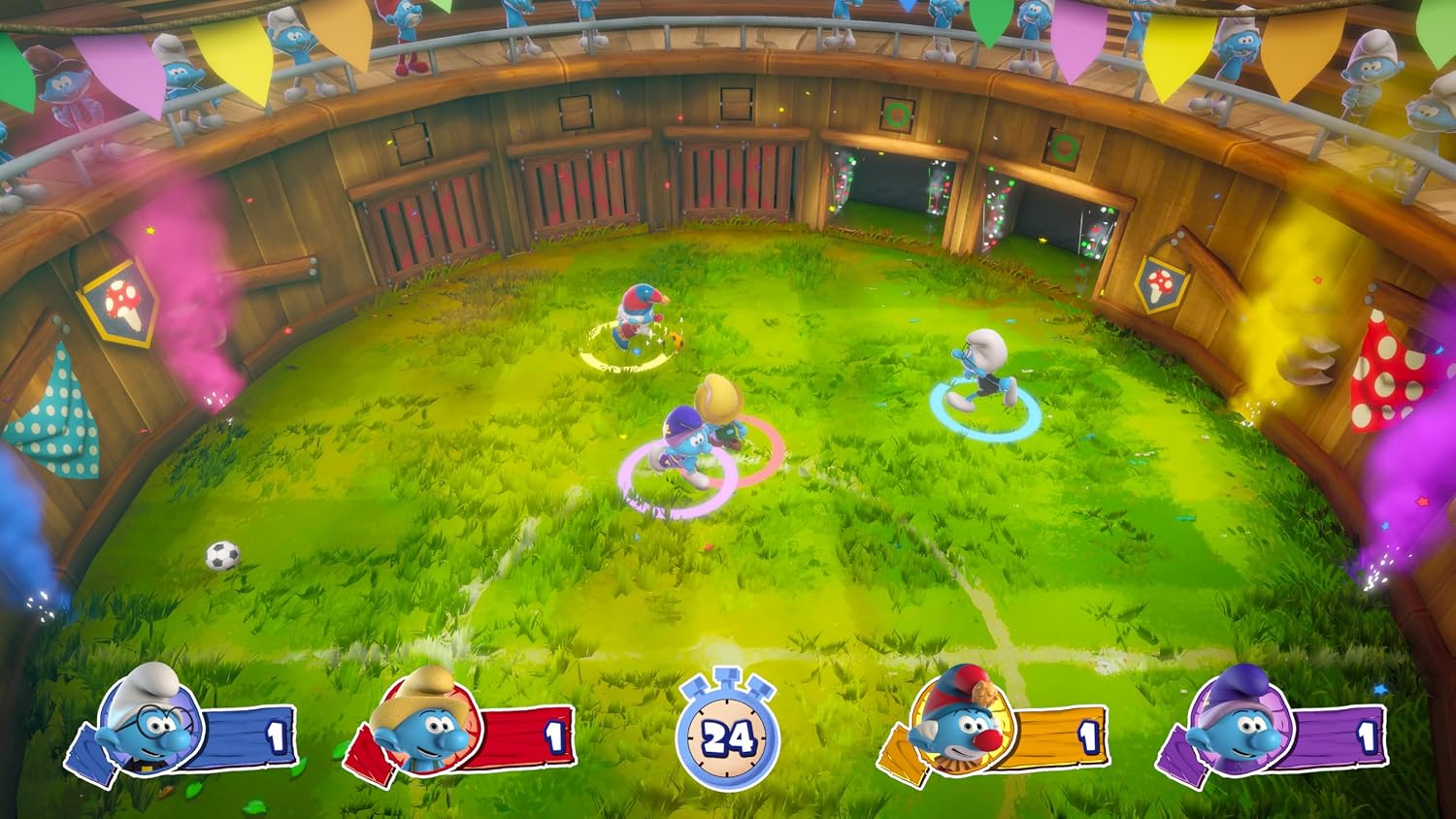 Detalle 1 de Die Schlümpfe – Village Party (PS5, Blu-ray) – Partyspiel mit Abenteuer-Modus