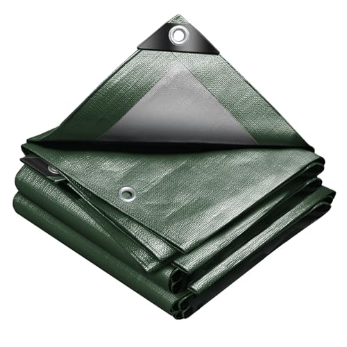 VOUNOT Bâche de Protection en Polyéthylène 240 g/m², 4x6 m – Vert/Argent, Imperméable et Ultrarésistante