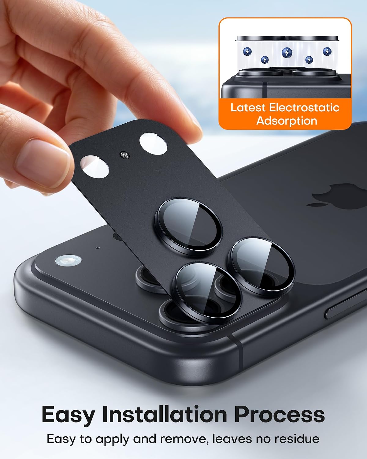 Detalle 2 de TAURI iPhone 18 Pro Camera Lens Protector, 2-Pack, Black, Full Coverage