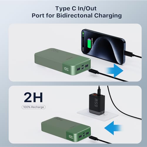 Detalle 2 de JUOVI J2651 Power Bank 35W ⚡ Batería 20000mAh Verde
