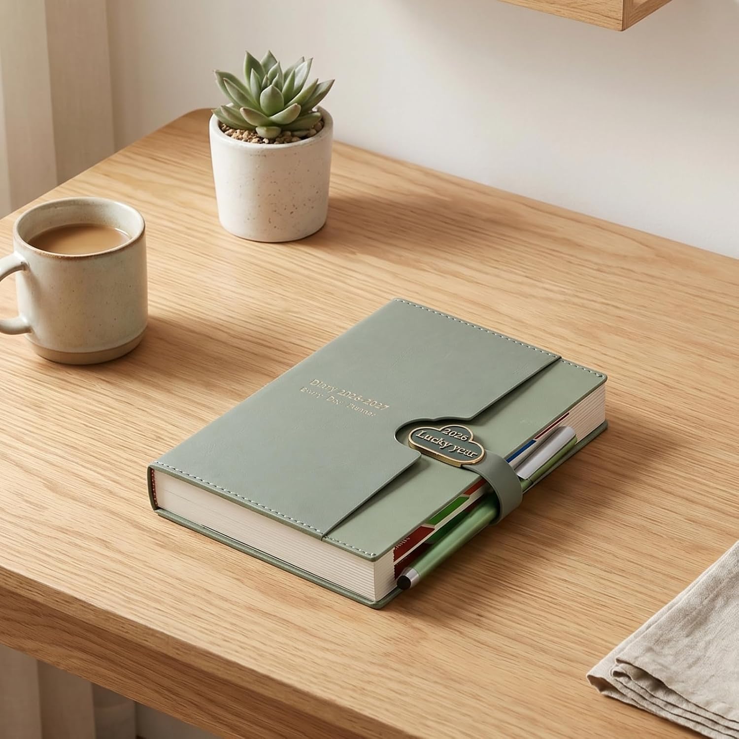 Detalle de Mcdsuc Academic Diary 2026-2027: Day-Per-Page Daily Planner with Colour Monthly Tabs (Green, Hardcover)