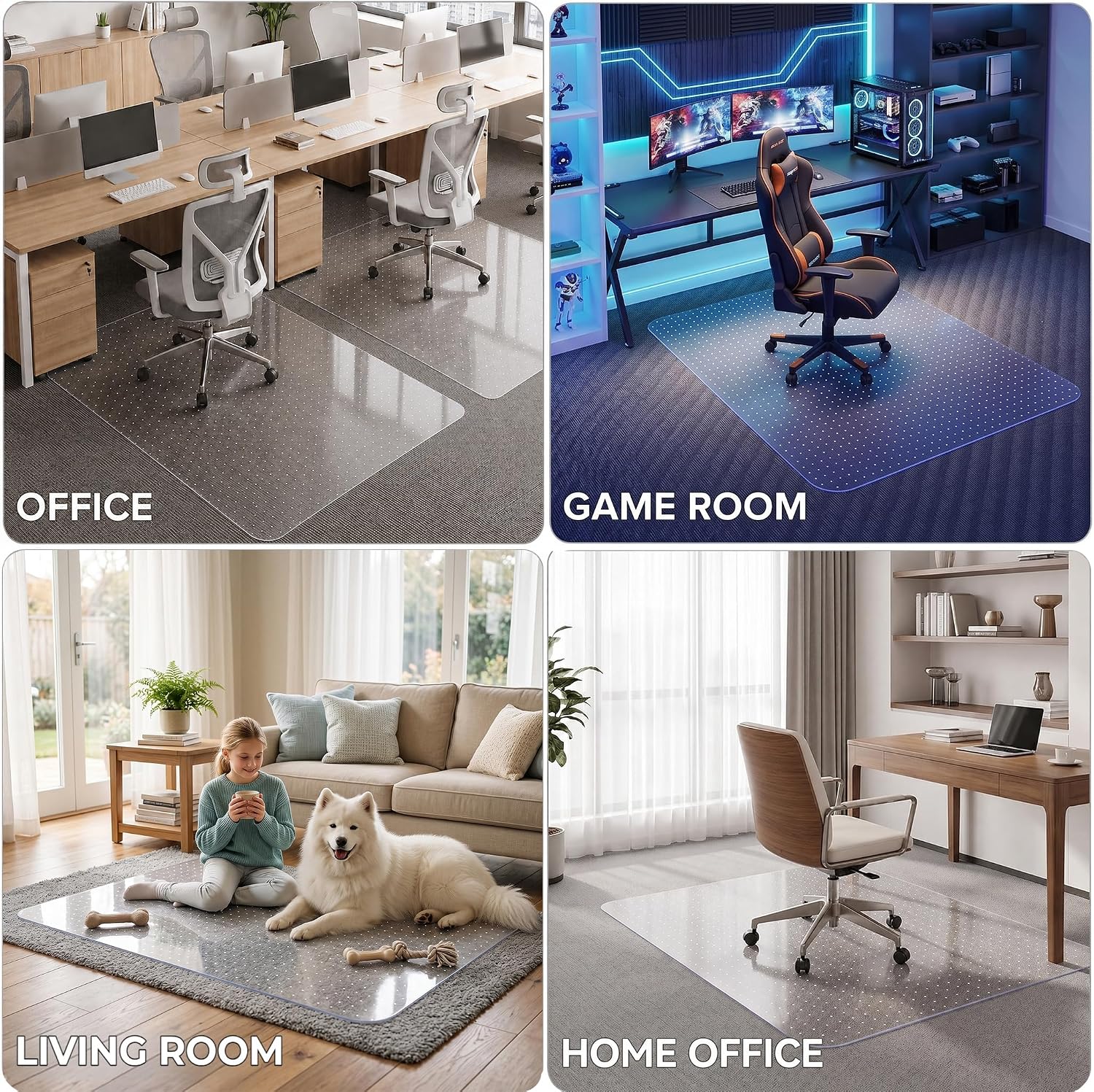 Thumbnail 6 de LeapYouth 46 x 96 Inch Clear PVC Chair Mat for Low-Pile Carpet