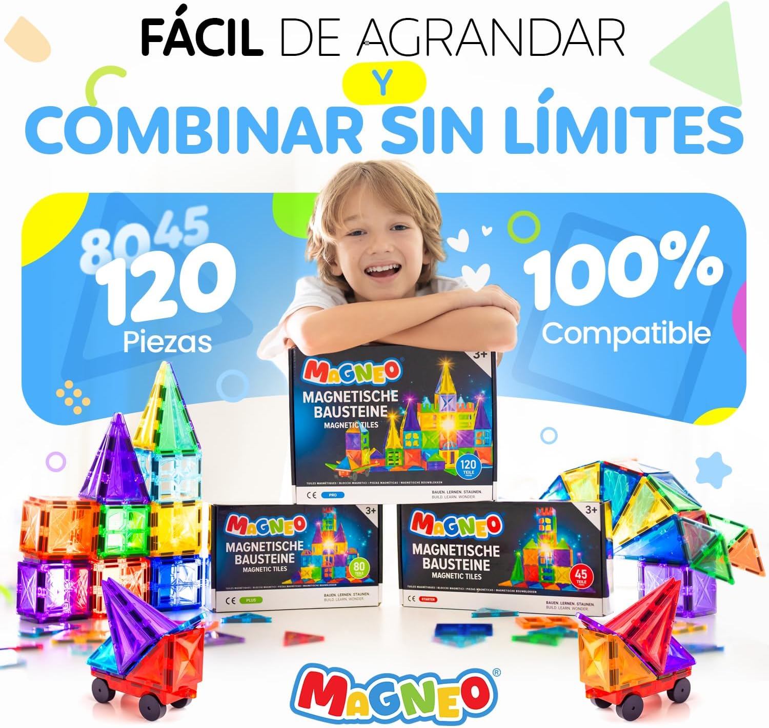 Thumbnail 4 de Magneo® Bloques Magnéticos Construcción 120 piezas