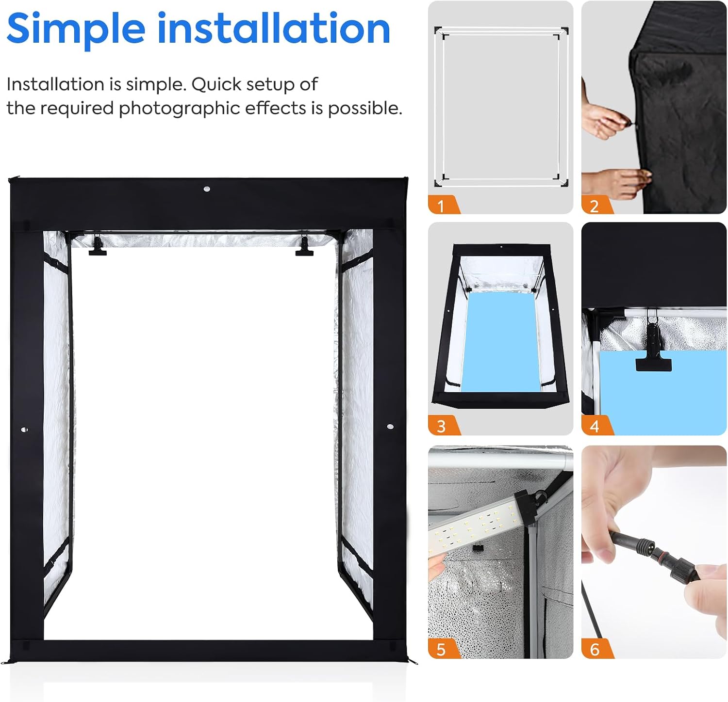 Thumbnail 5 de Bi-Colour LED Photo Light Box 140 × 50 × 120 cm with 6 Dimmable Panels and 3 Backdrops