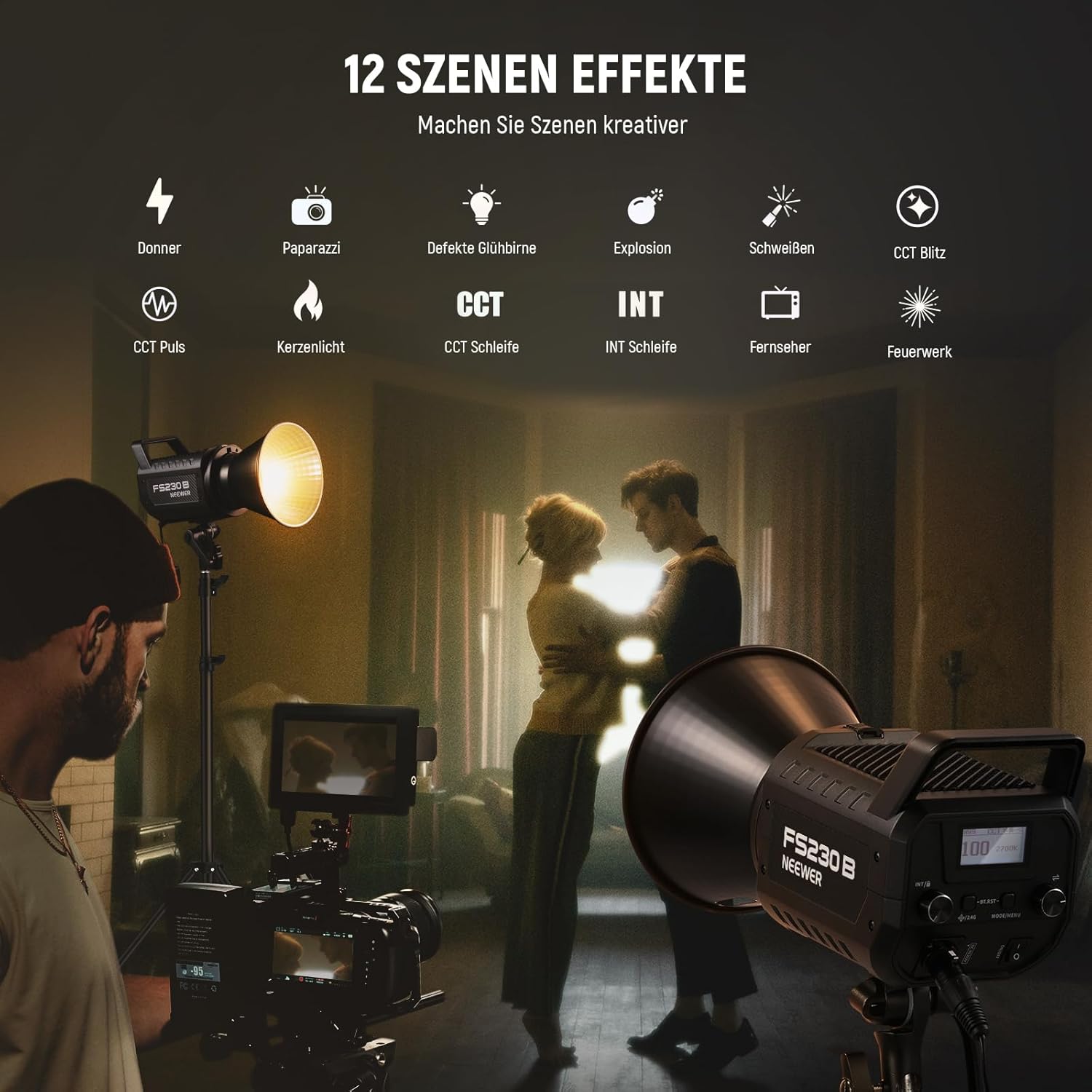Thumbnail 5 de NEEWER FS230B LED Videoleuchte (230 W) mit 2,4G/APP, Bi-Color 2700–6500 K und Bowens-Halterung