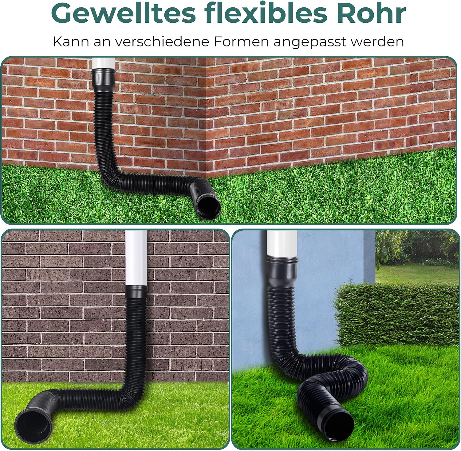 Detalle de BKITC flexibel stuprörsförlängning 47–150 cm med adaptrar för 80/100 mm