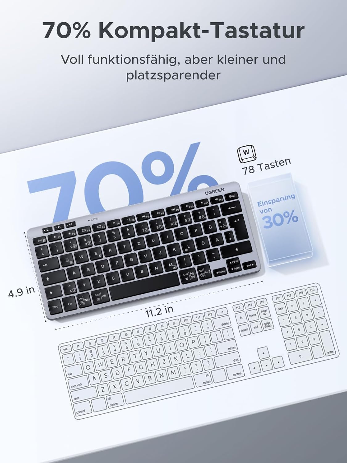 Thumbnail 6 de UGREEN Bluetooth Tastatur BT5.3+2.4G QWERTZ