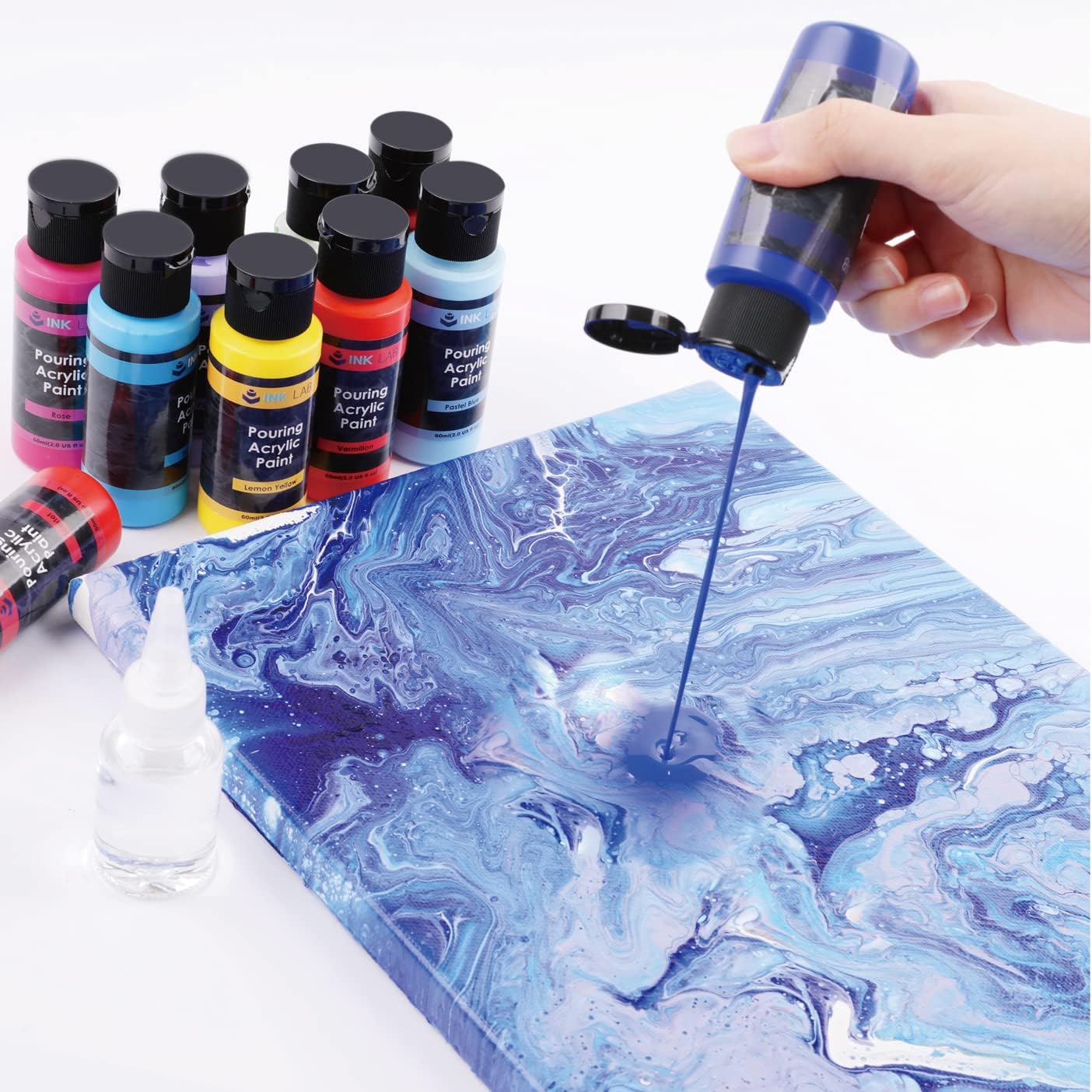 Thumbnail 2 de INK LAB Acrylic Pouring Paint Kit (18 Colours) pre-mixed acrylic for canvas, wood, tiles & more
