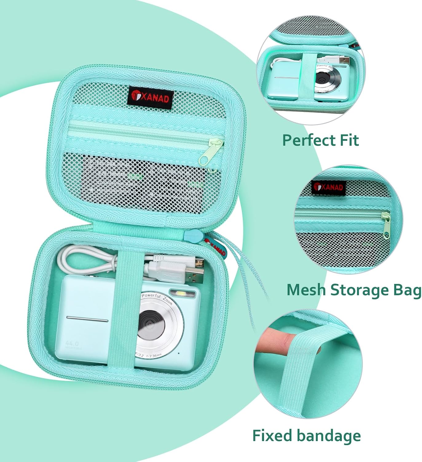 Detalle de XANAD Digitalkamera Hülle & Tasche für Kodak Pixpro FZ55/FZ45 (grün) – kompakte Schutzhülle für Kinder, Vlogging & Kompaktkameras