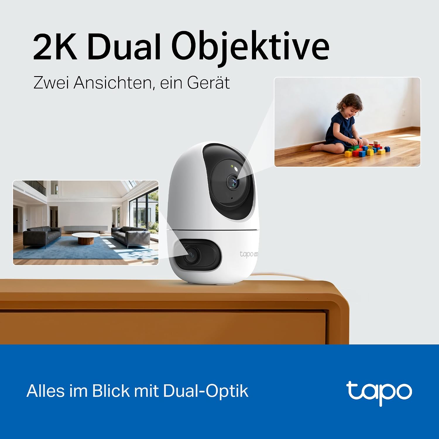 Detalle de Tapo C245D Dual Kamera Überwachung Innen – 2K Sicht mit Dual-Ansicht