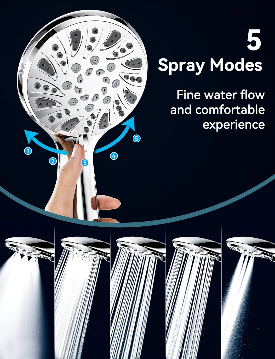 Thumbnail 2 de Magichome High Pressure Shower Head with 5 Spray Modes