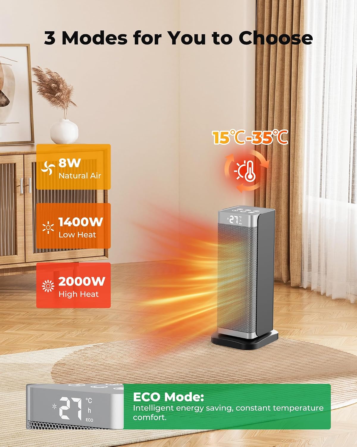 Detalle de Electric Heater 2000W Portable Fan Heater