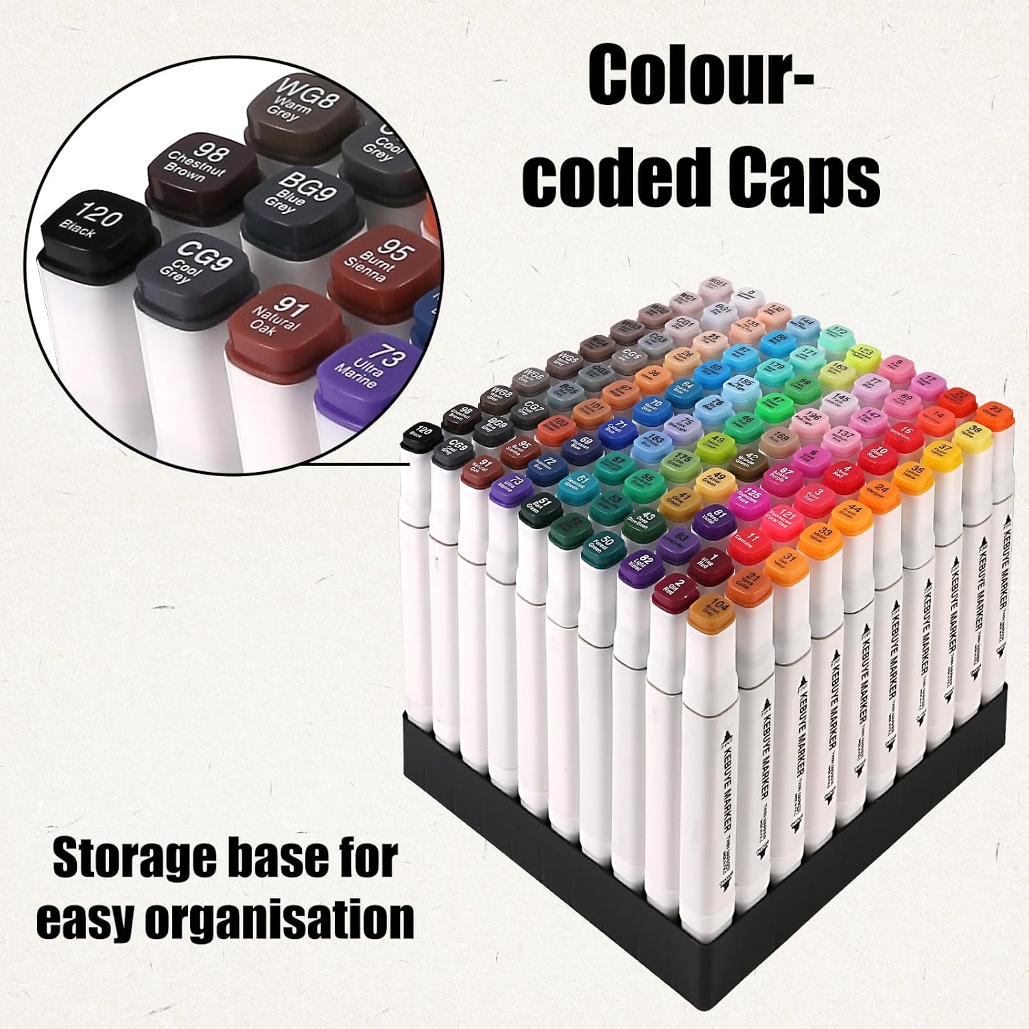 Thumbnail 1 de Kebuye Colouring Pens 100 Colour Alcohol Markers