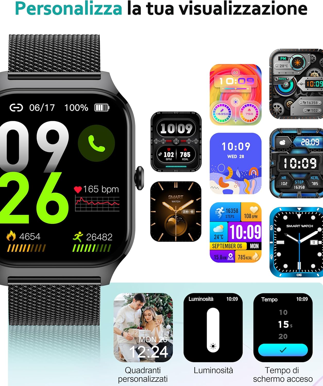 Thumbnail 5 de Popglory Smartwatch Uomo Donna 1.85": fitness avanzato, chiamate e assistente AI