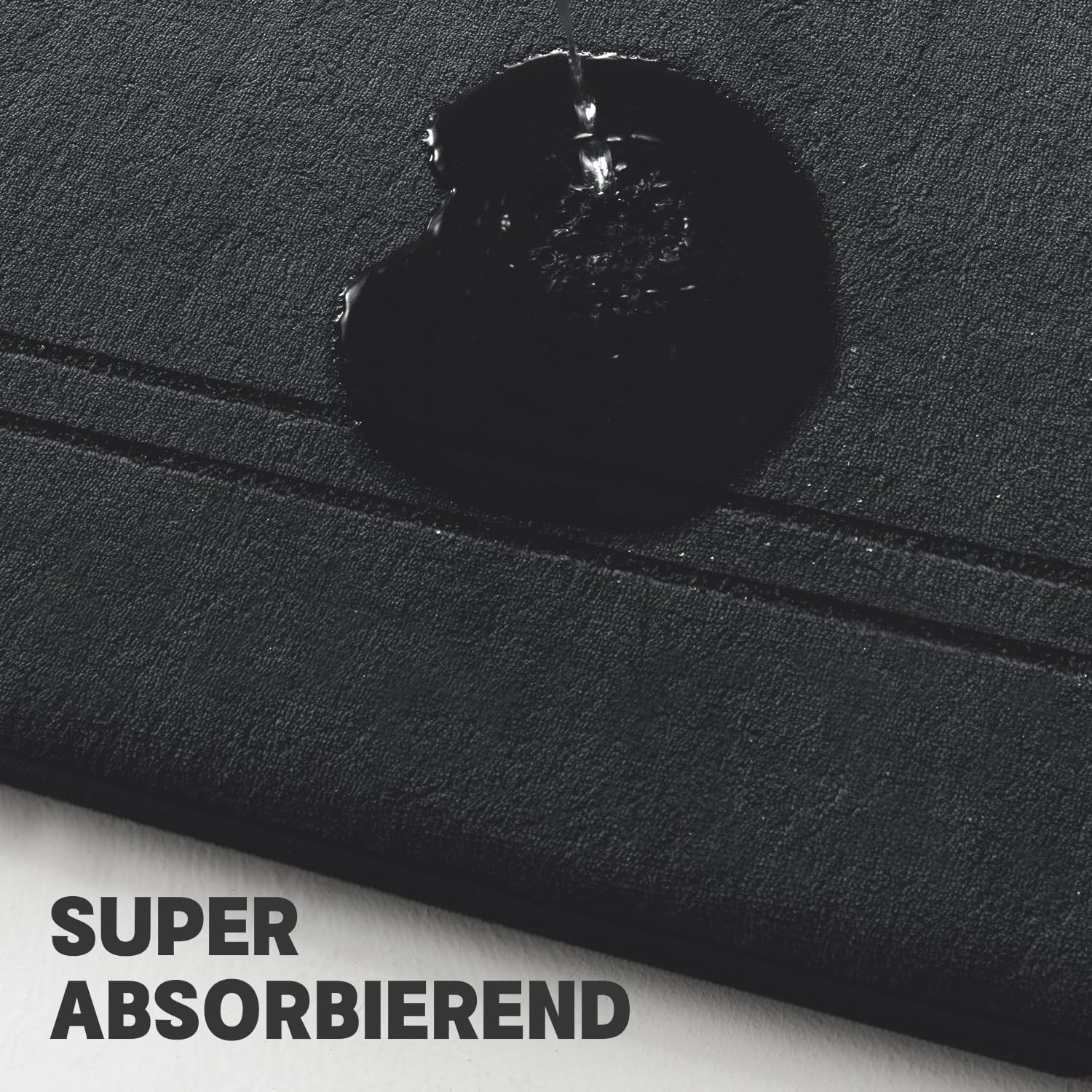 Thumbnail 3 de chakme Badezimmerteppich-Set 3-teilig (Memory-Schaum) mit U-förmigem Vorleger, schwarz – rutschfest & waschbar