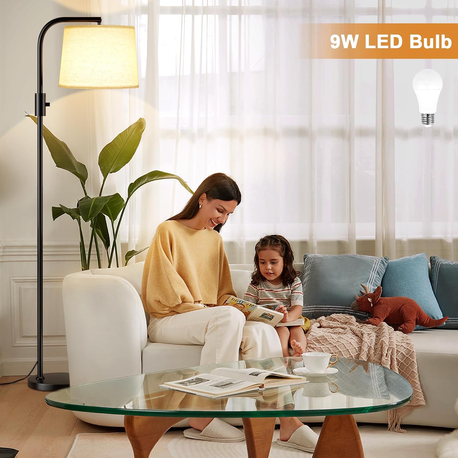 Detalle 2 de Ambimall H6I7J10 Dimmable Floor Lamp with Adjustable Head and 9W LED