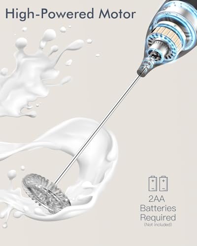 Detalle de Mousseur à Lait électrique JIMYIU – Mini fouet en acier inoxydable, moteur puissant