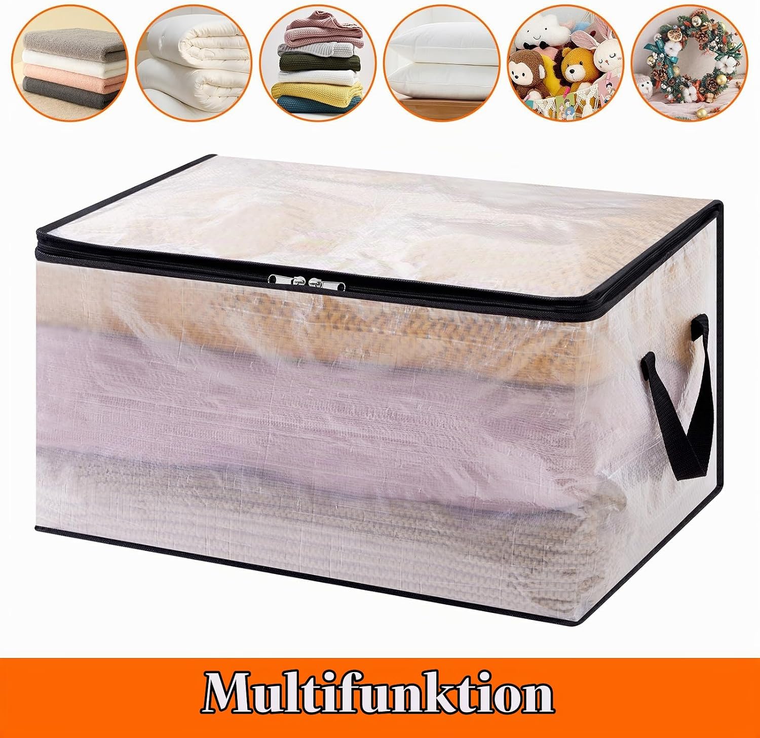 Detalle de Lifewit 23127 förvaringspåsar, 60 l, transparent PP, 8-pack