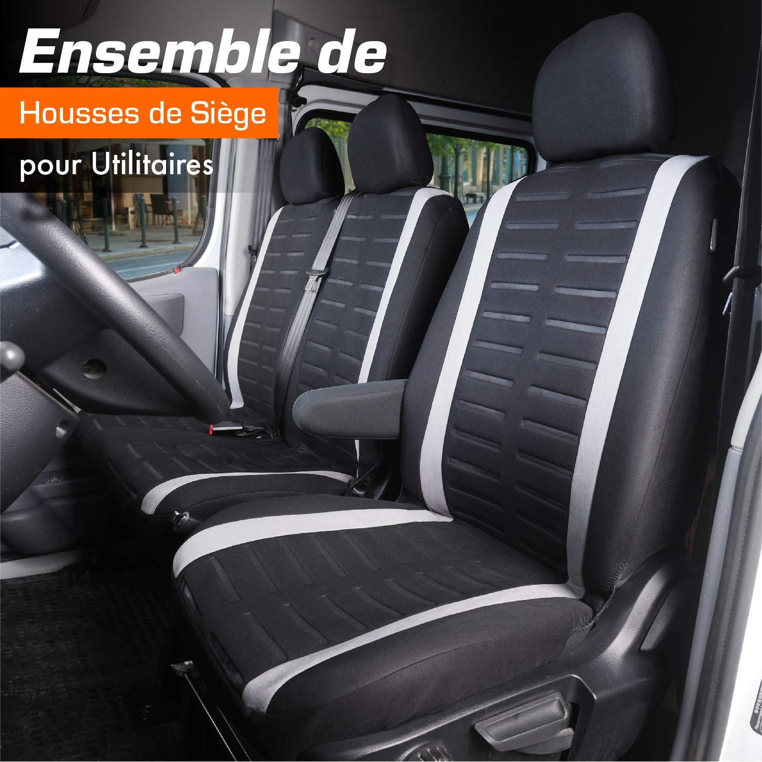 Detalle de Upgrade4cars Housses de Siège de Voiture Universelles – Noir et Blanc, Pack 5