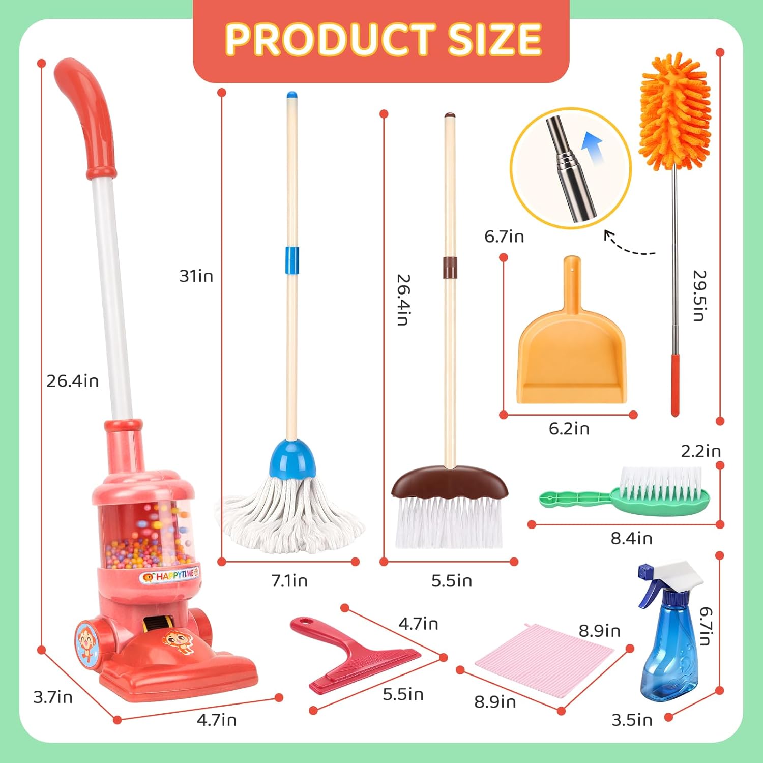 Thumbnail 5 de Meland Kids Cleaning Set (8-Piece) Toddler Broom and Toy Vacuum for Pretend Play