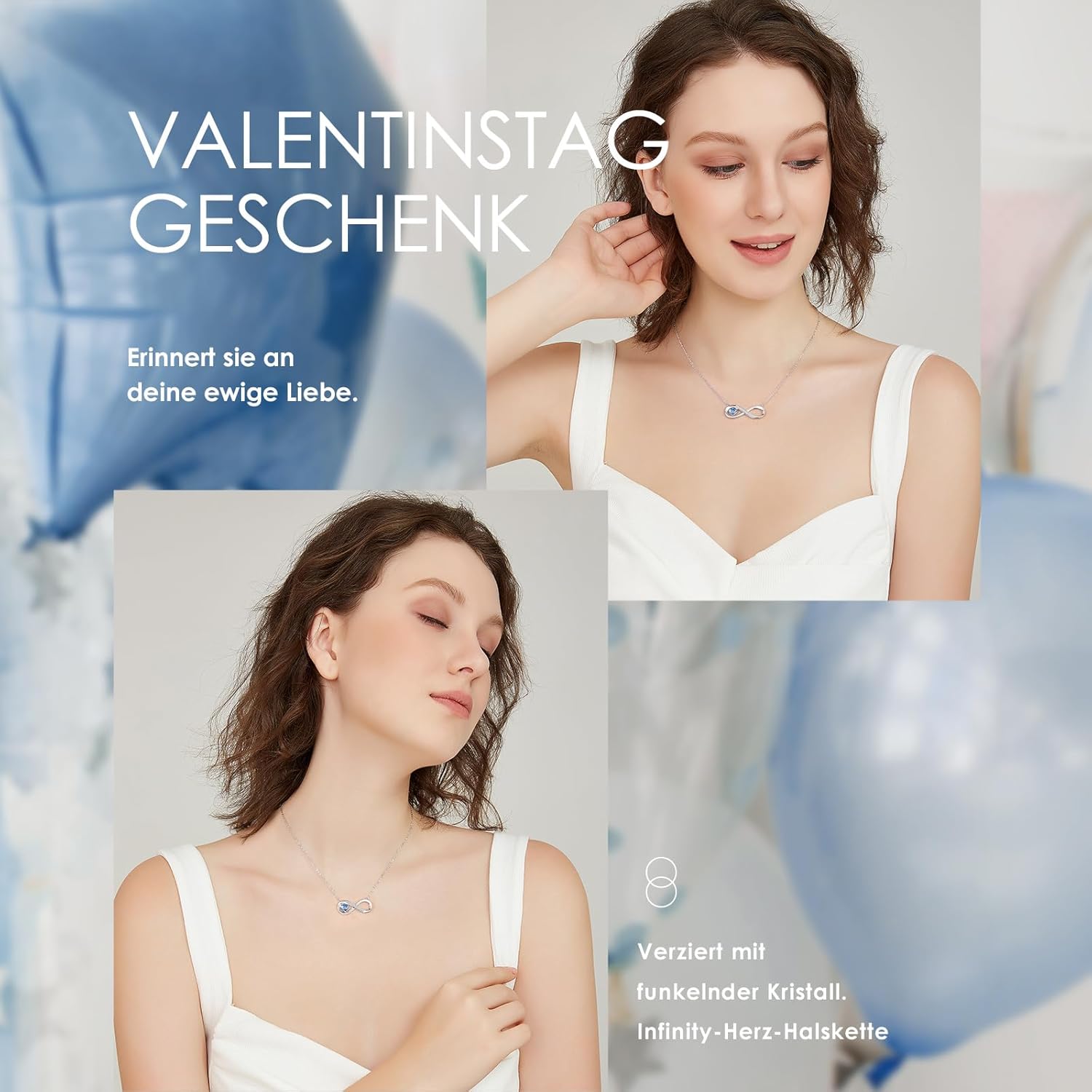 Detalle de LOUISA SECRET Collana Donna Argento 925, Ciondolo Cuore Infinito con Opale – Regalo elegante e ipoallergenico